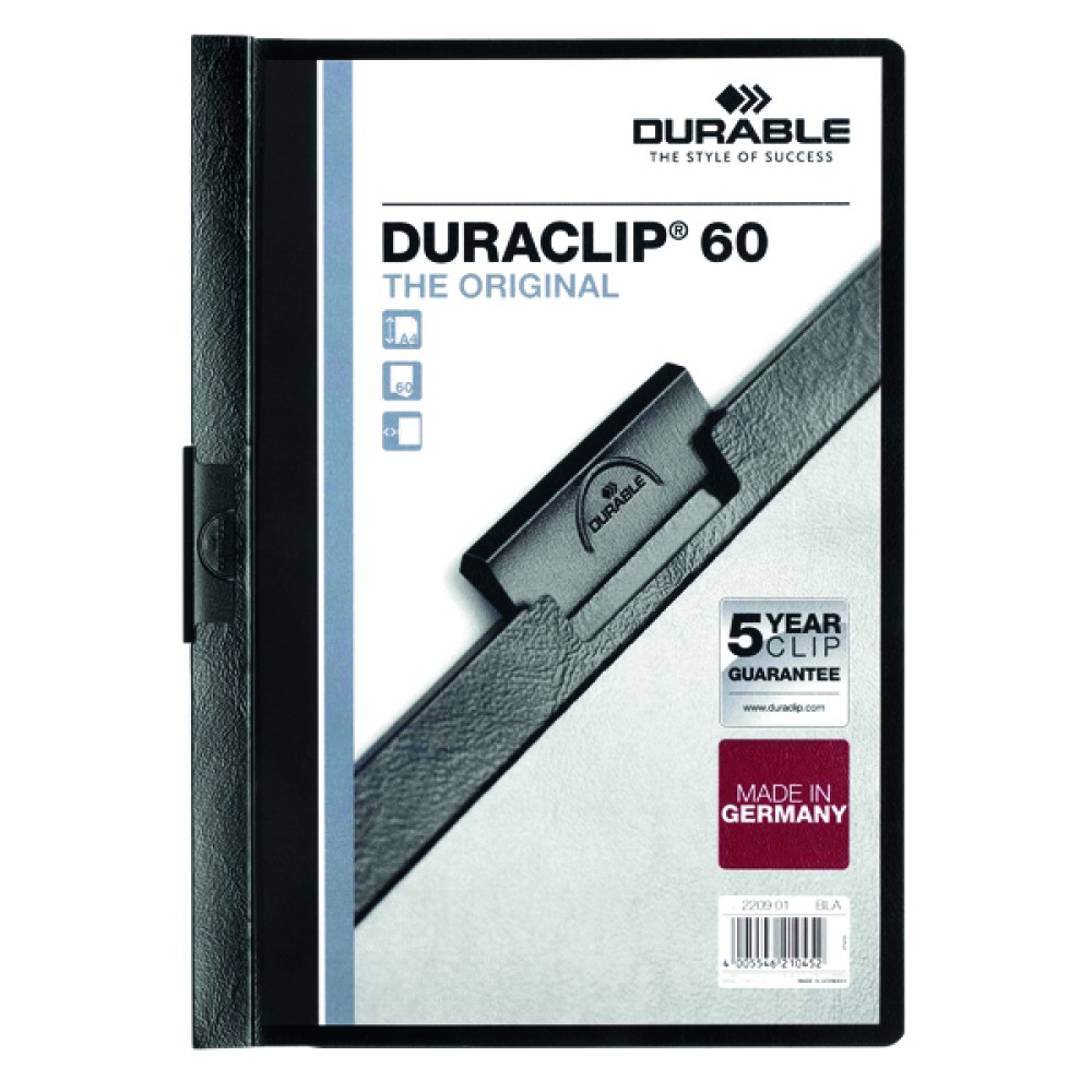 Durable 6mm Duraclip File A4 Black (25 Pack) 2209/01