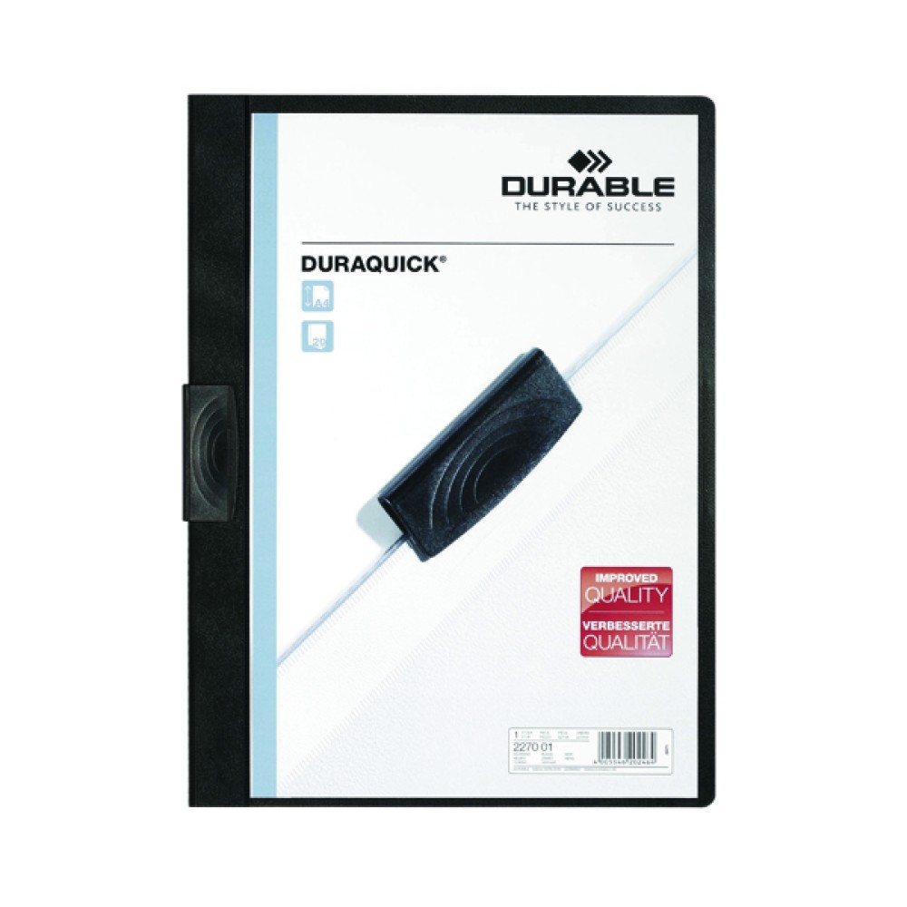 Durable Duraquick Clip Folder A4 Black (20 Pack) 2270/01