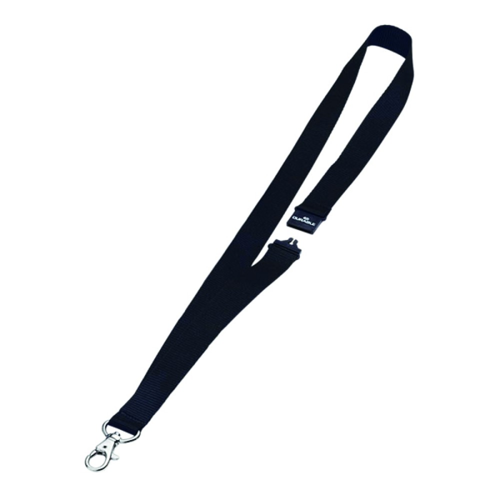 Durable Textile Badge Lanyard With Safety Release 20mm Black (10 Pack) 8137/01