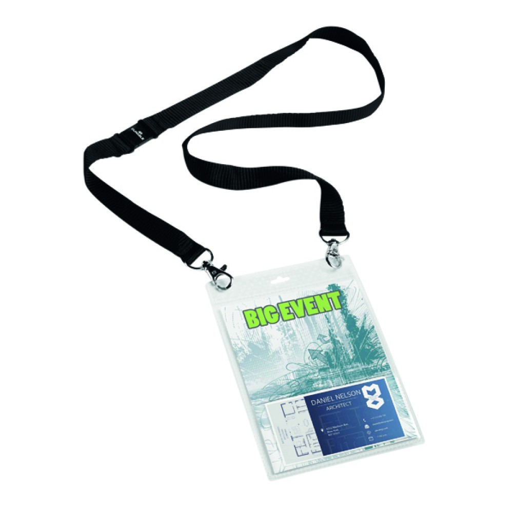Durable A6 Name Badge with Textile Lanyard (10 Pack) 852501