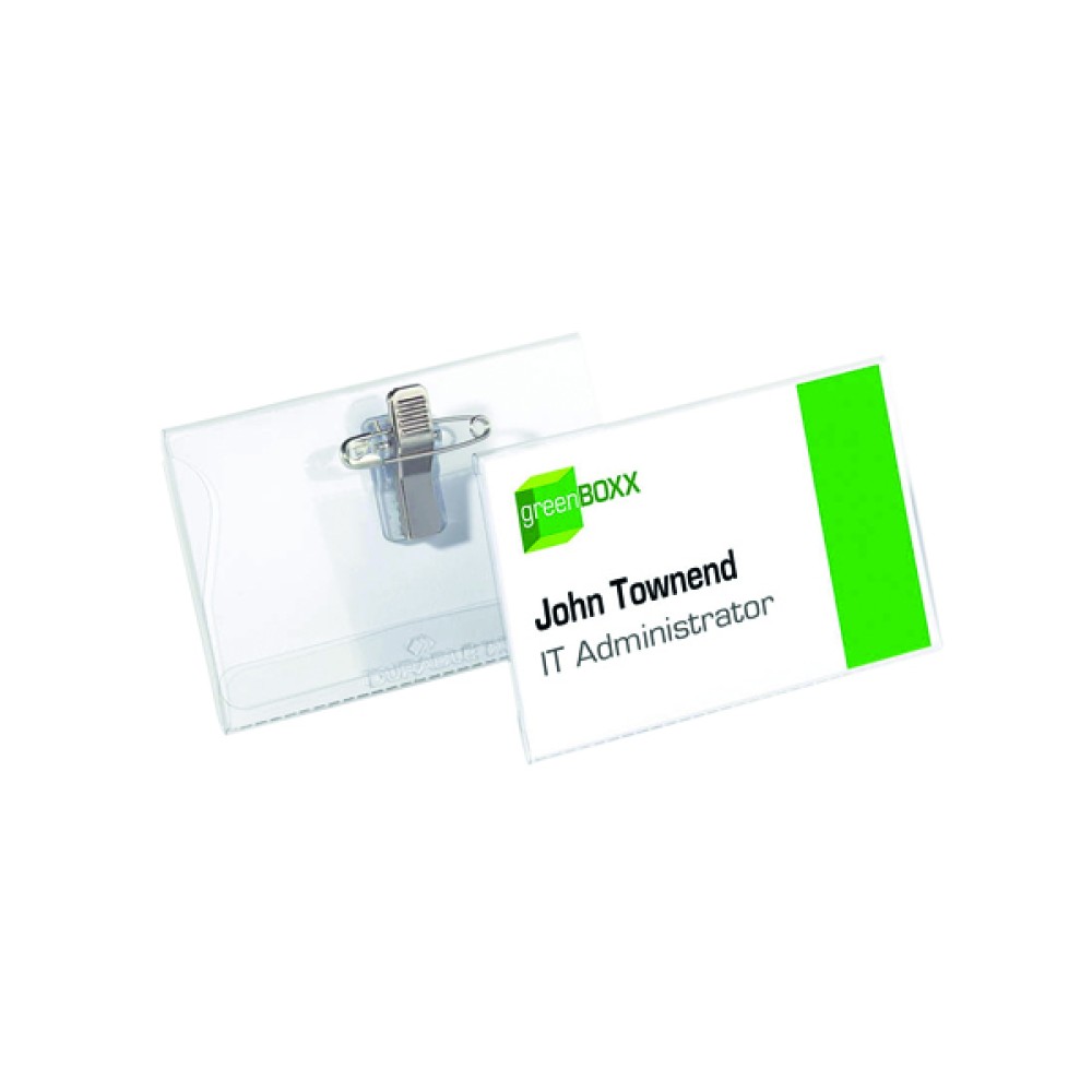 Durable Combi Clip Badge 54x90mm Transparent (50 Pack) 8101-19