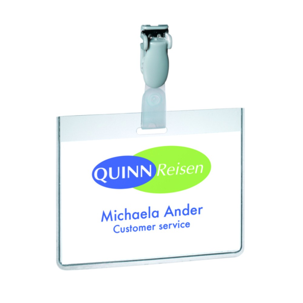 Durable Visitor Badge with Plastic Clip 60x90mm Transparent (25 Pack) 8143/19