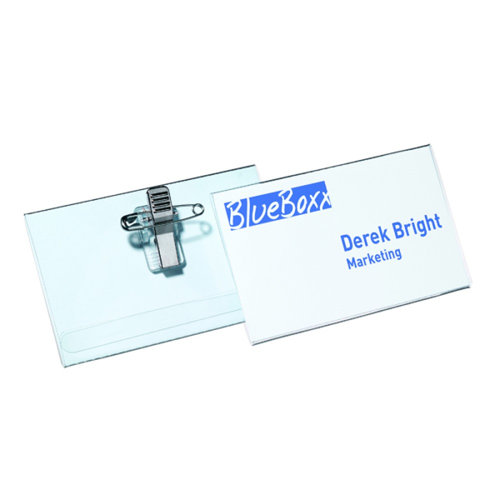 Durable Combi Clip Badge 54x90mm Transparent (50 Pack) 8145/19