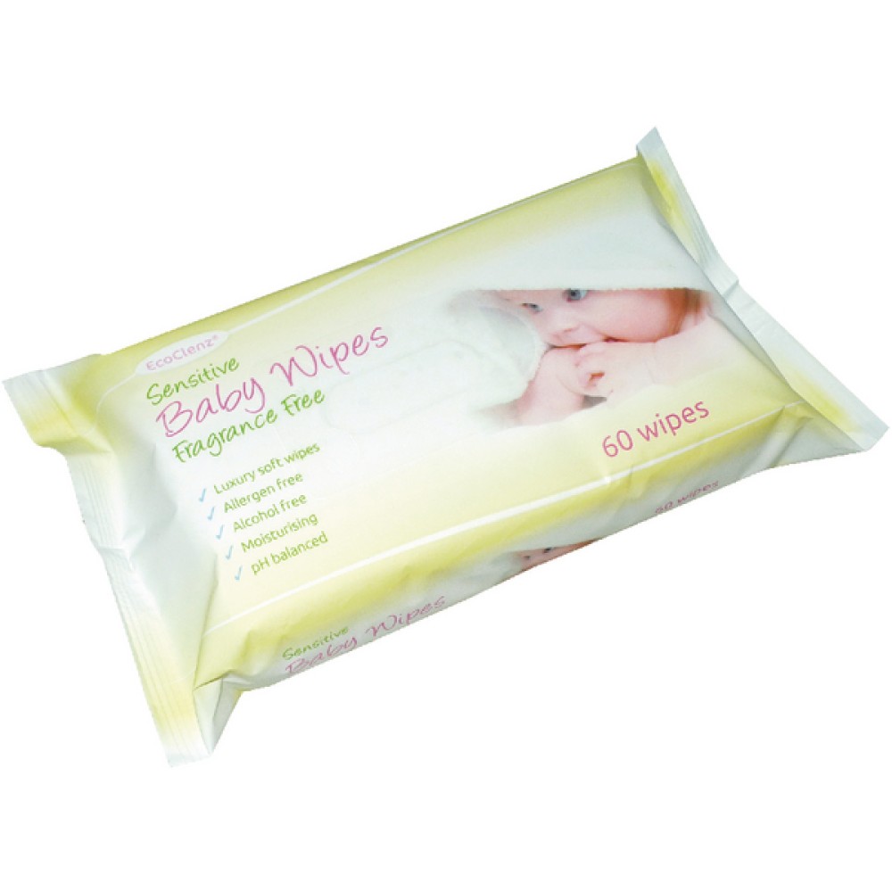 EcoTech Baby Wipes Fragrance Free 60 Sheets (12 Pack) FPBW60