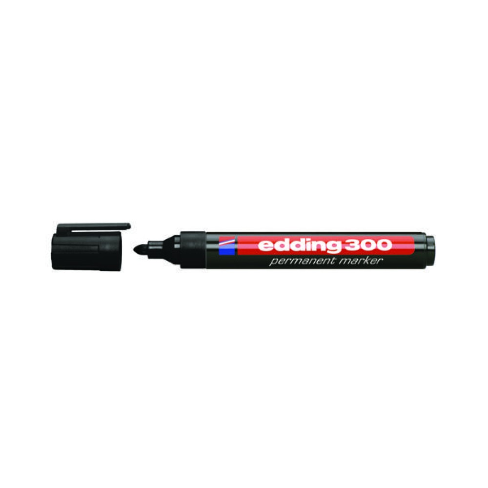 Edding 300 Permanent Bullet Tip Marker Black (10 Pack) 300-001