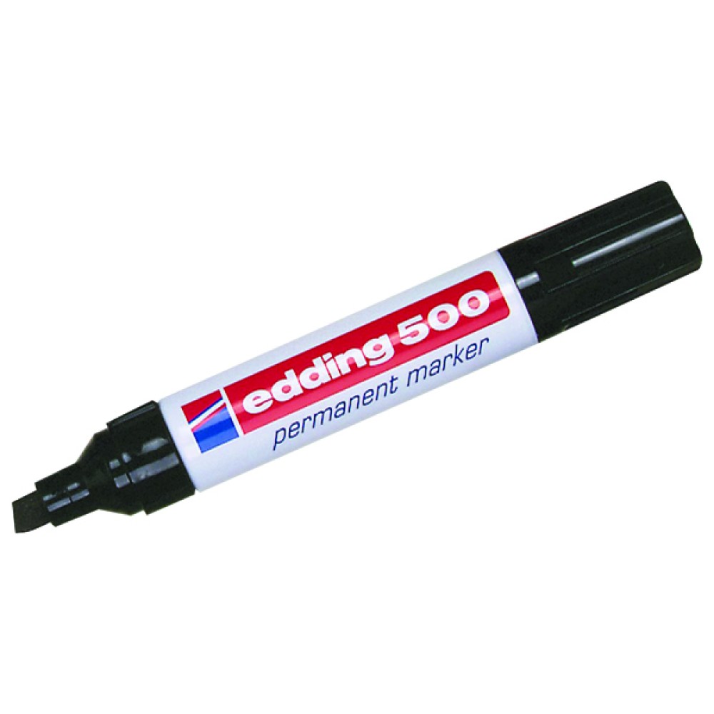 Edding 500 Chisel Tip Permanent Marker Large Black (10 Pack) 500-001