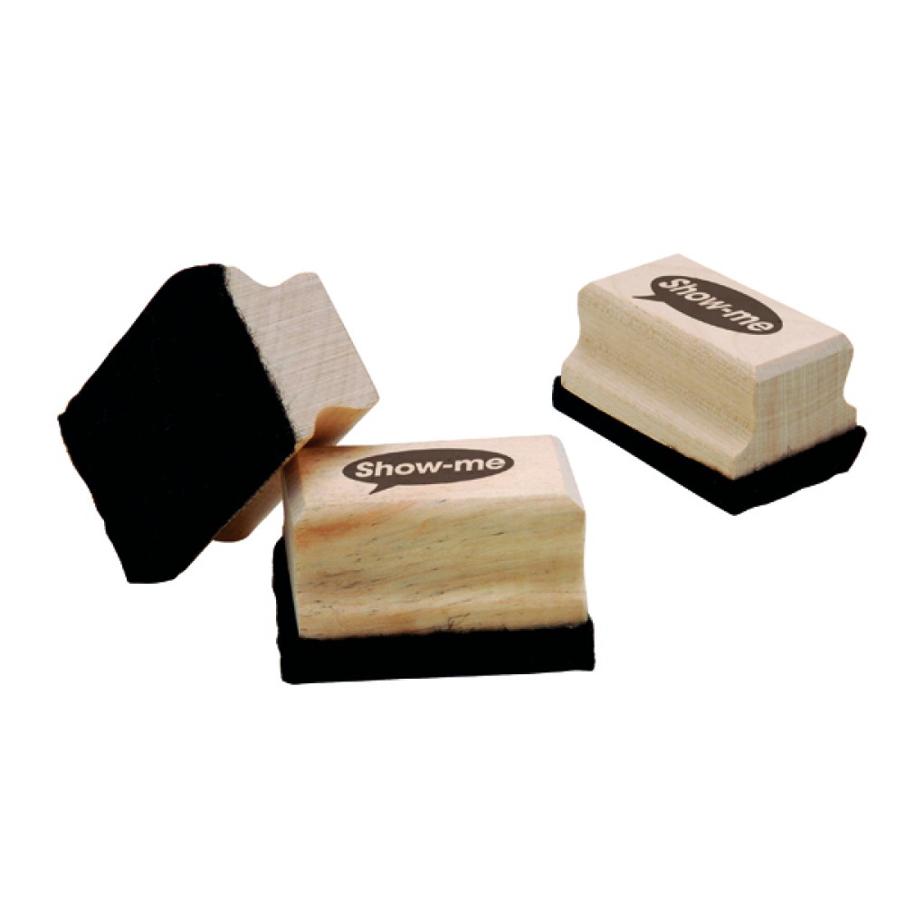 Show-me Mini Wooden Handled Felt Whiteboard Eraser (30 Pack) WME30