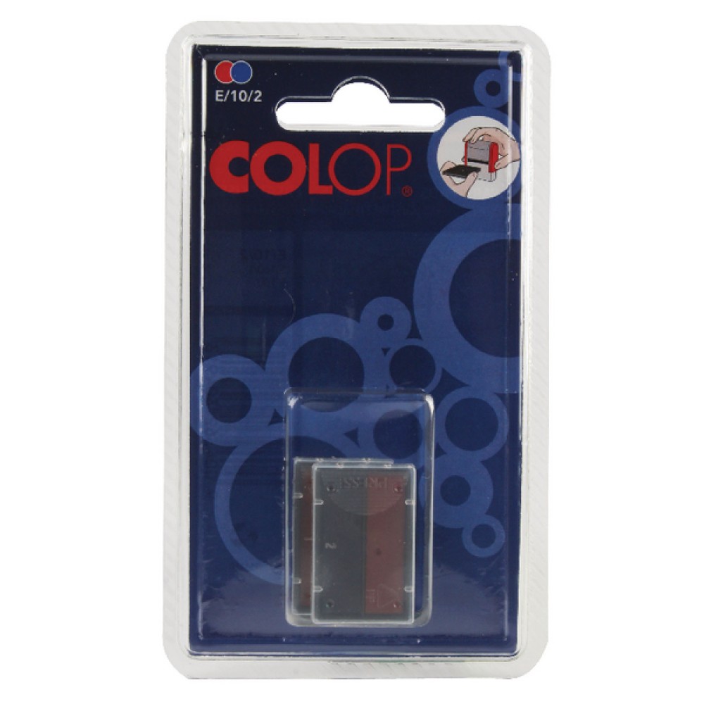 COLOP E/10/2 Replacement Ink Pad Blue/Red (2 Pack) E/10/2