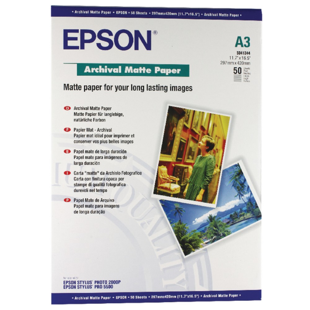 Epson Matte A3 Archival Paper 192gsm (50 Pack) C13S041344