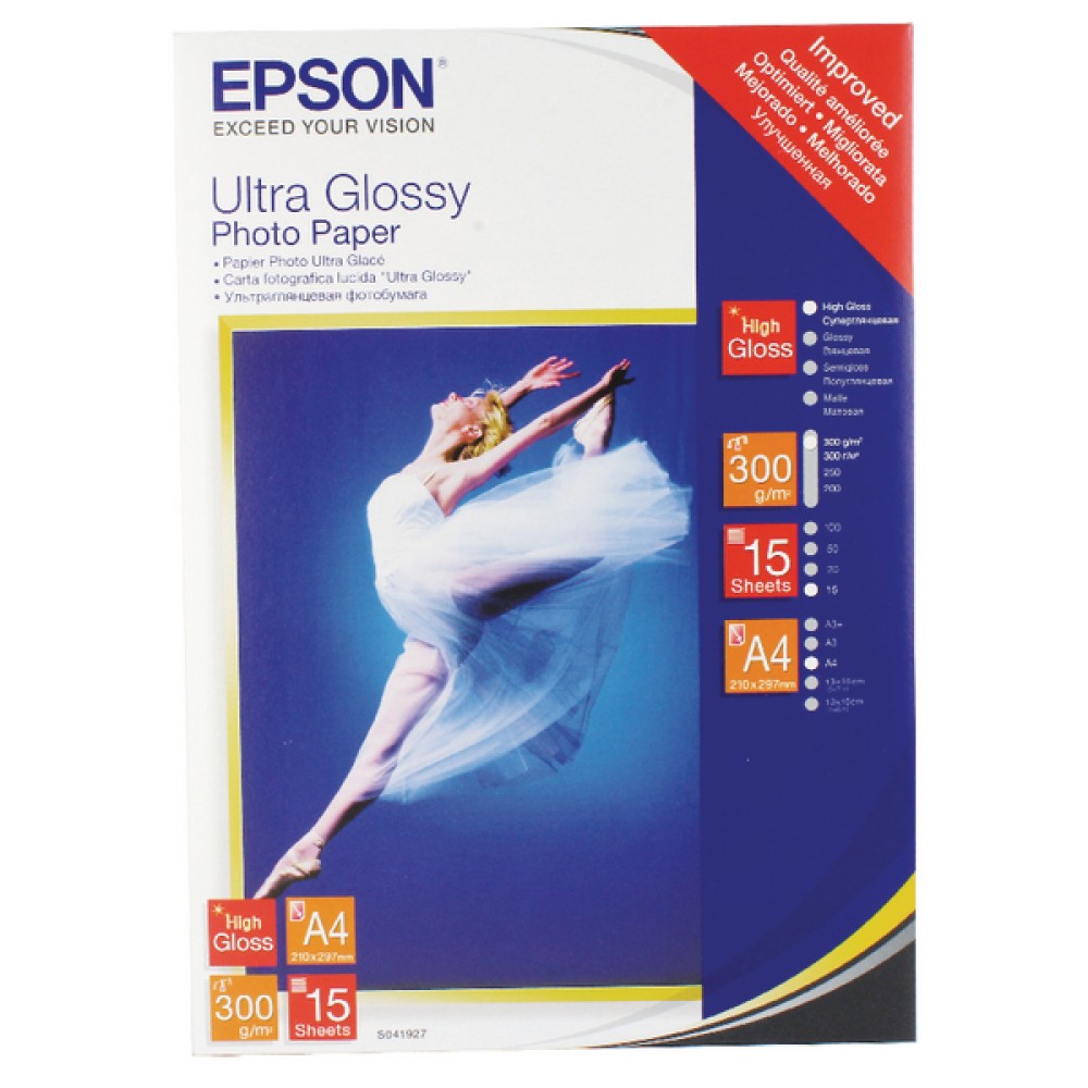 Epson Ultra A4 Glossy Photo Paper (15 Pack) C13S041927
