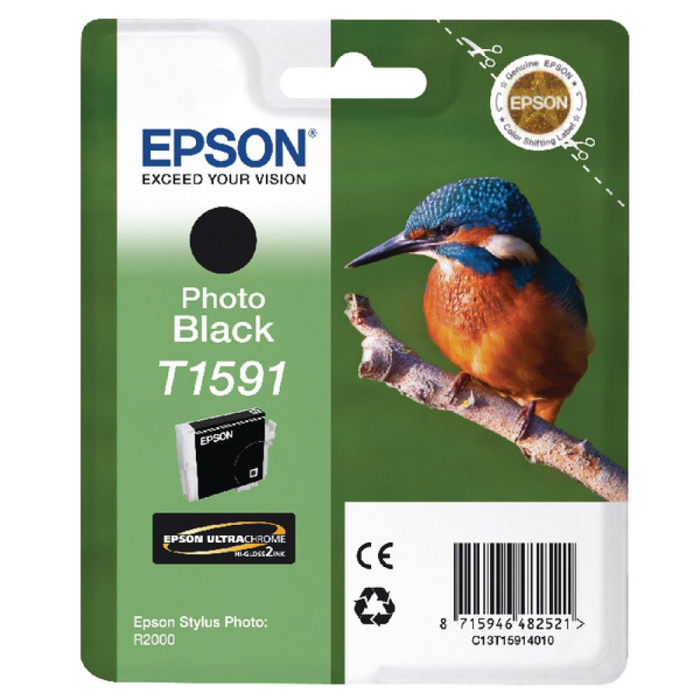 Epson T1591 Black Photo Inkjet Cartridge C13T15914010 / T1591