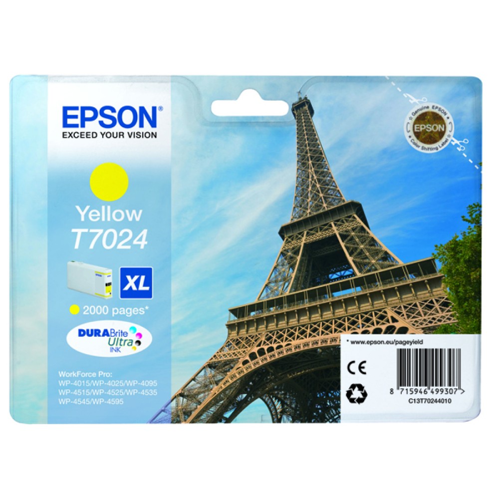 Epson T7024 Yellow High Yield Inkjet Cartridge C13T70244010 / T7024