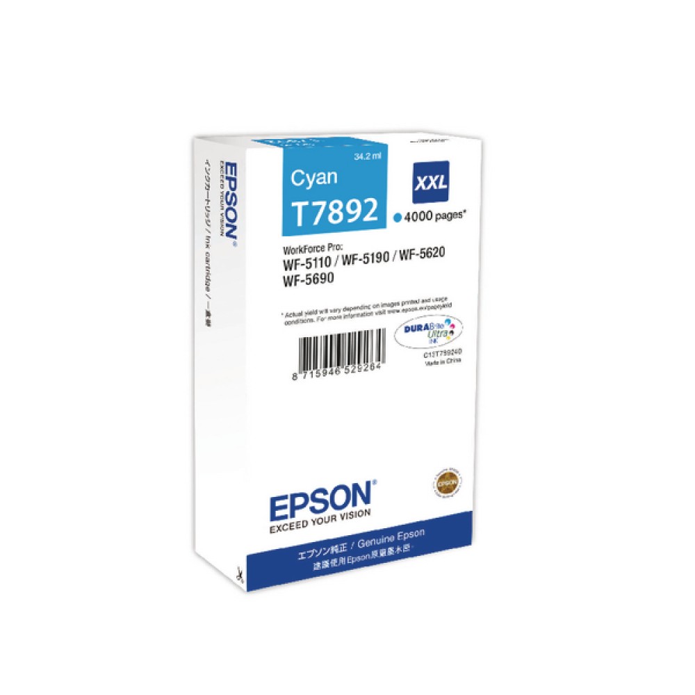 Epson Cyan Extra High Yield Inkjet Cartridge C13T789240 / T7892