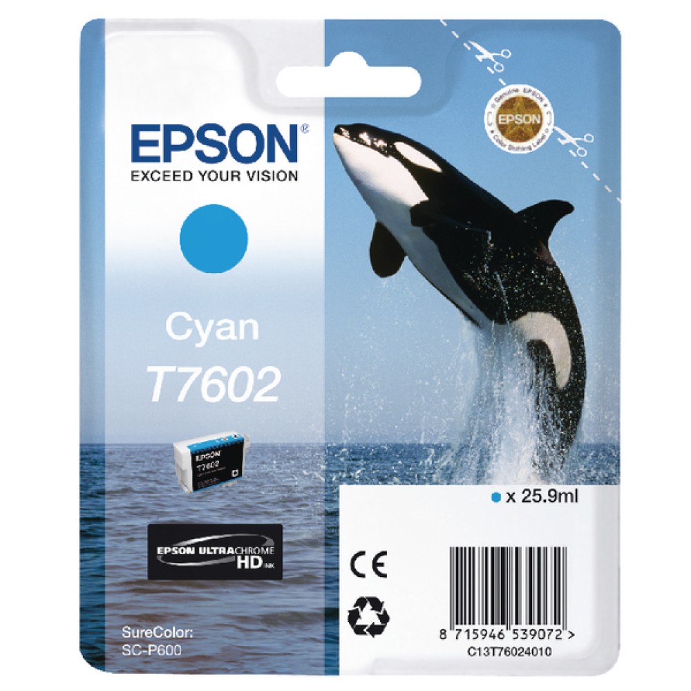 Epson T7602 Cyan Ink Cartridge C13T76024010 / T7602