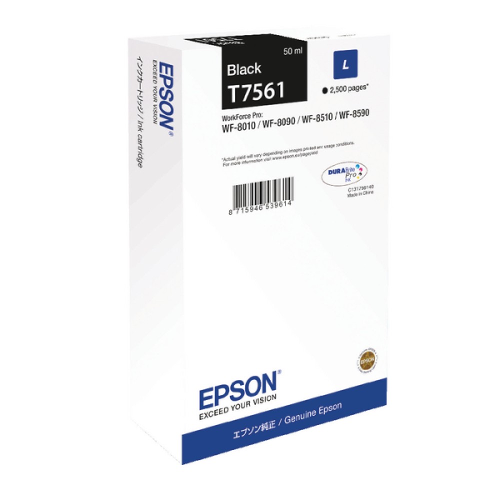 Epson T7561 L Black High Yield Ink Cartridge C13T756140 / T7561