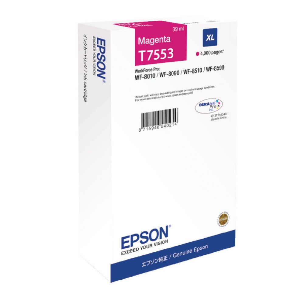 Epson T7553 XL Magenta High Yield Ink Cartridge C13T755340 / T7553
