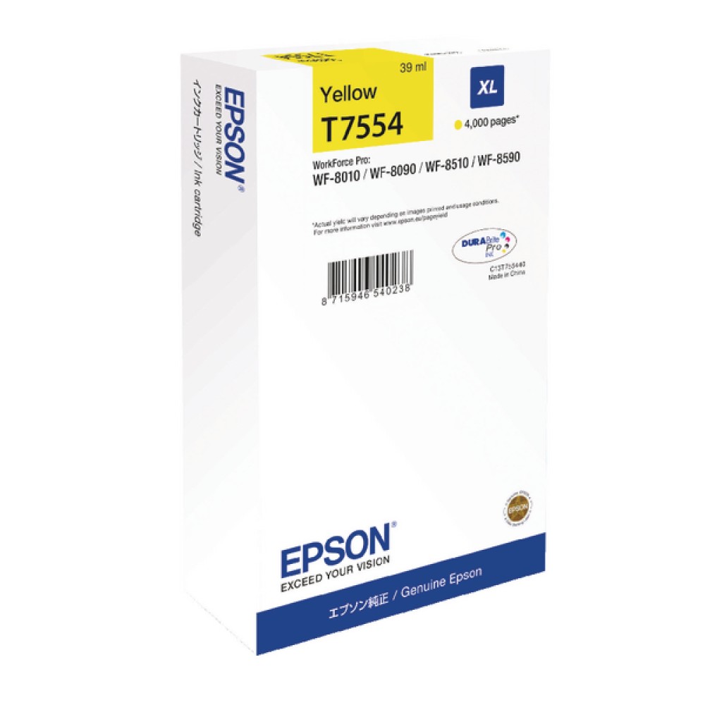 Epson T7554 XL Yellow High Yield Ink Cartridge C13T755440 / T7554