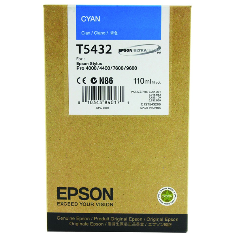 Epson Stylus Photo 7600 Cyan Inkjet Cartridge C13T543200