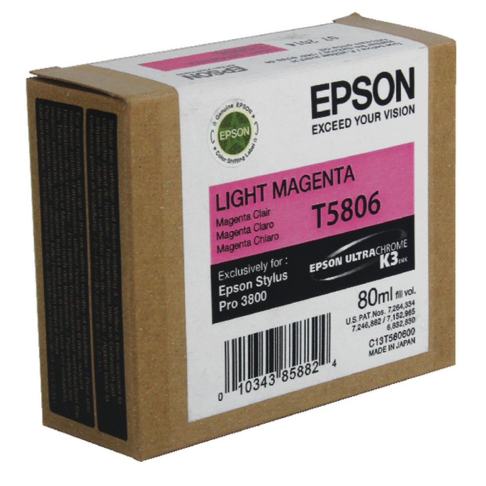 Epson T5806 Light Magenta Inkjet Cartridge C13T580600 / T5806
