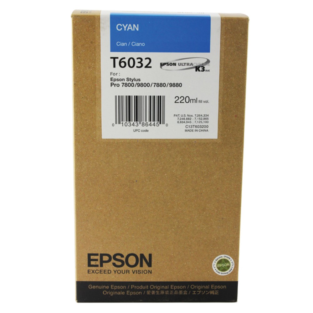 Epson T6032 Cyan High Yield Inkjet Cartridge C13T603200 / T6032