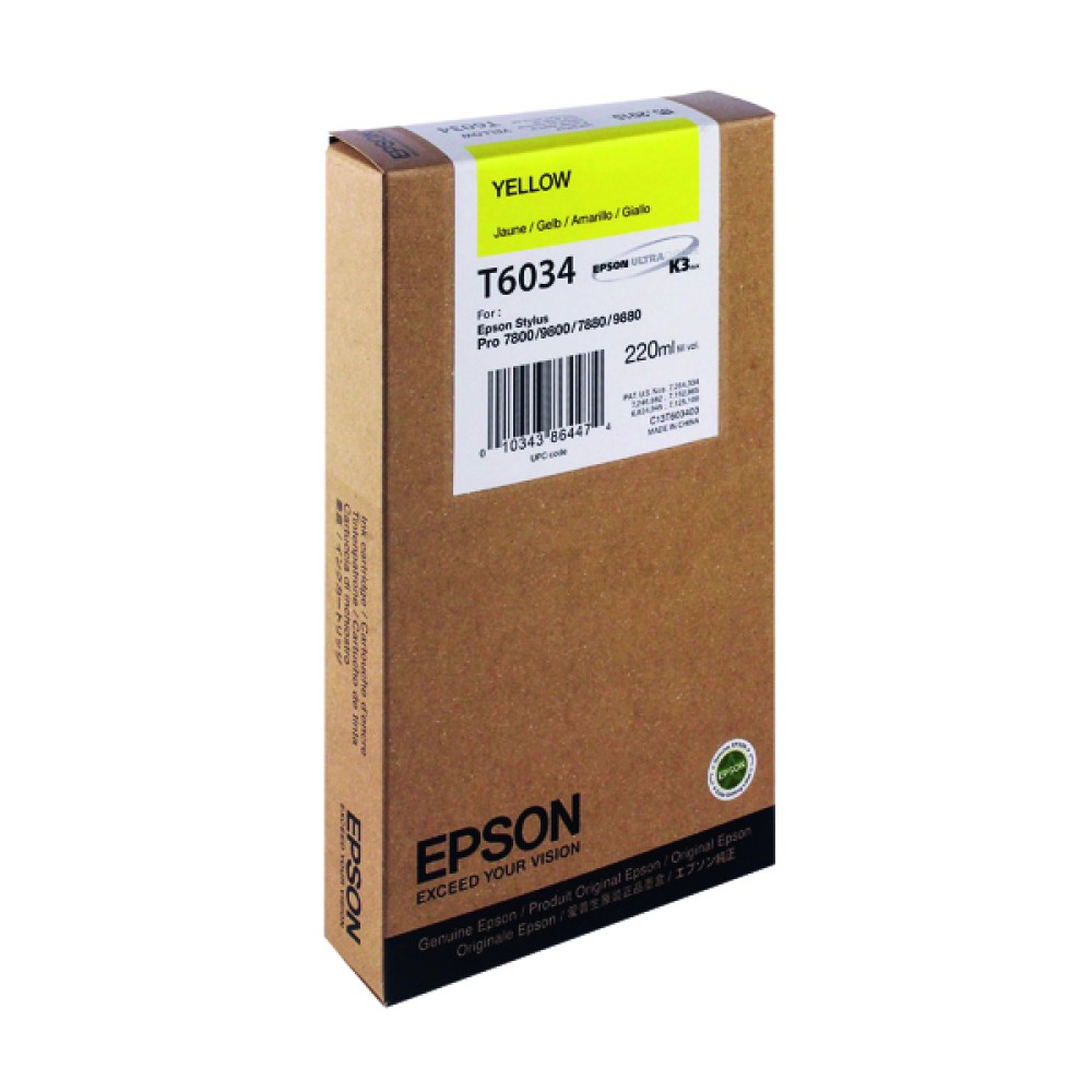 Epson T6034 Yellow High Yield Inkjet Cartridge C13T603400 / T6034