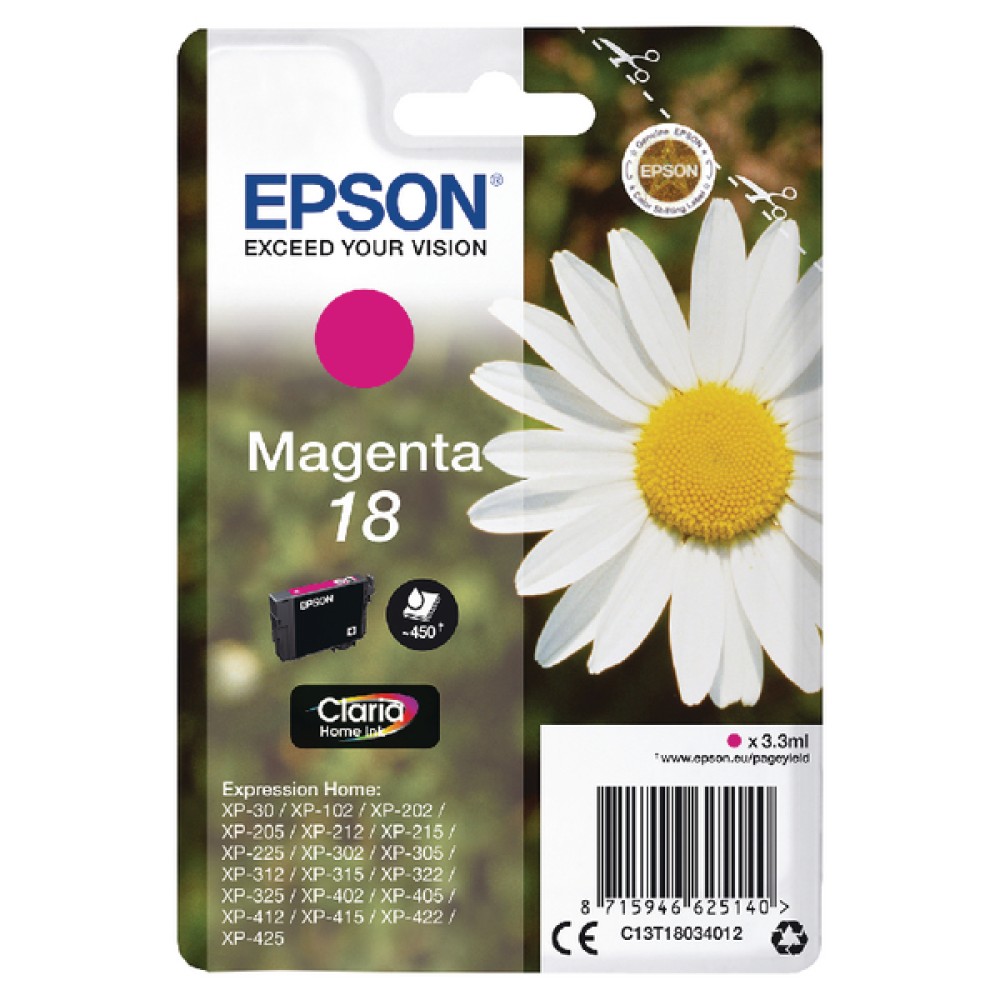 Epson 18 Magenta Inkjet Cartridge C13T18034012