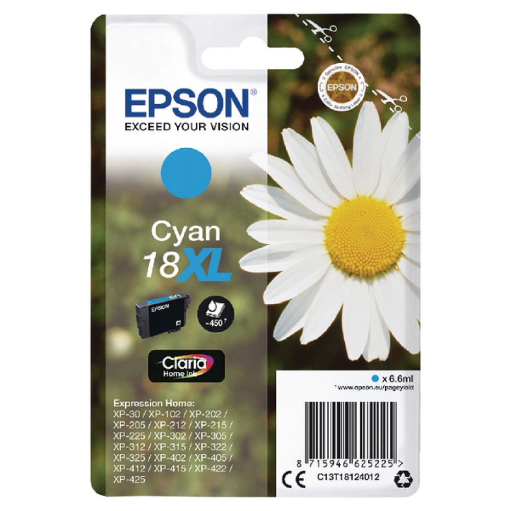Epson 18XL Cyan Inkjet Cartridge C13T18124012