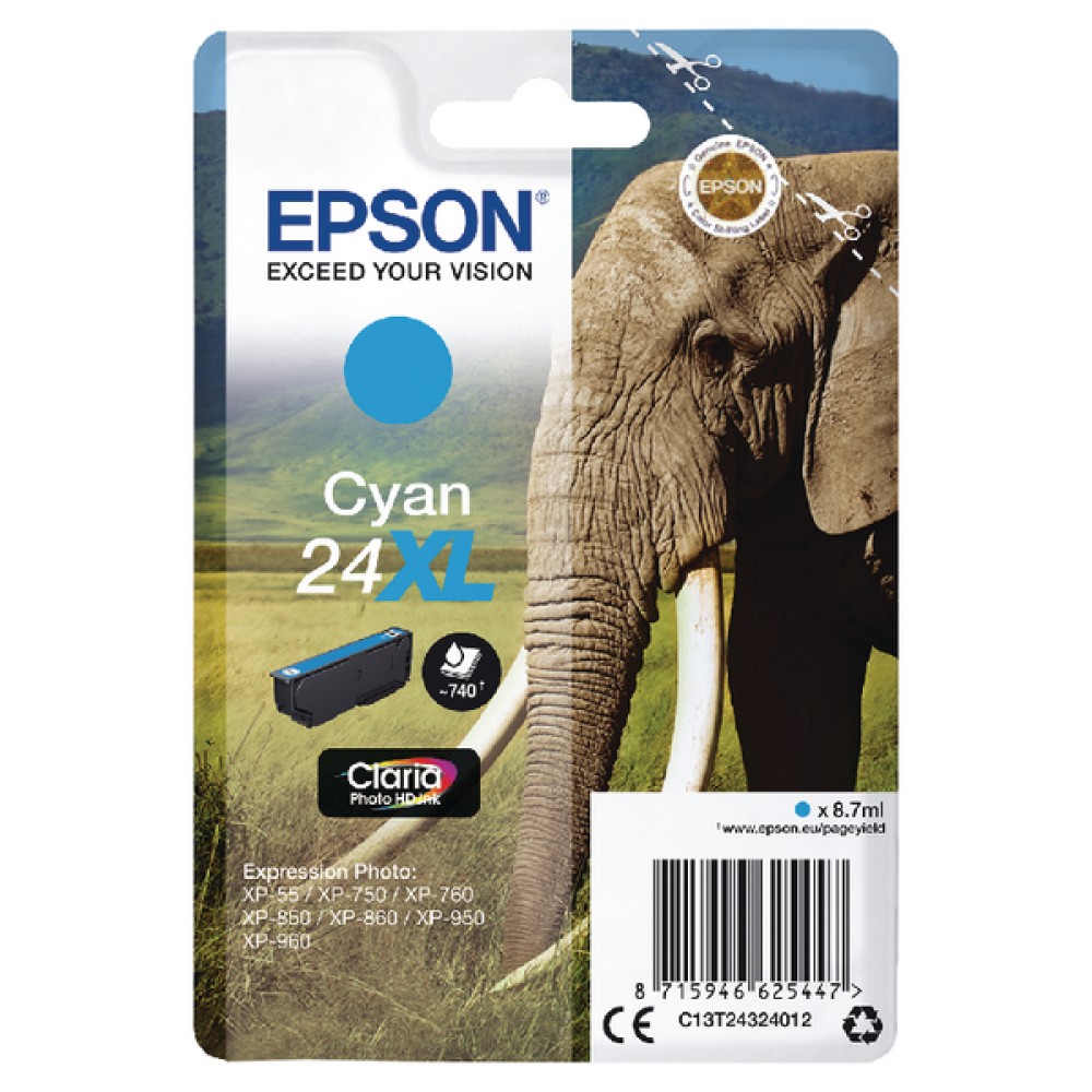 Epson 24XL Cyan Inkjet Cartridge C13T24324012