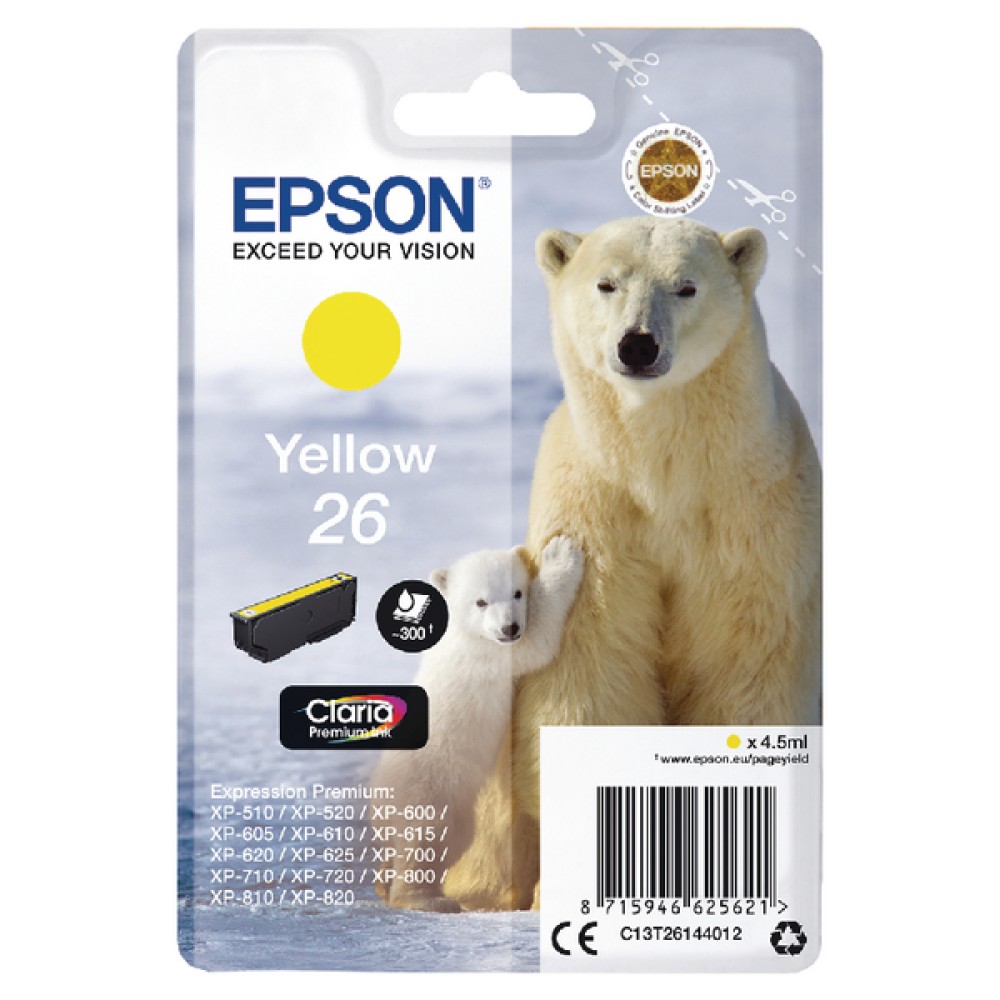 Epson 26 Yellow Inkjet Cartridge C13T26144012