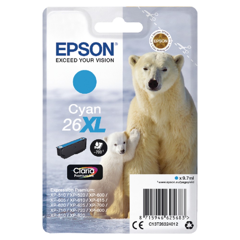 Epson 26XL Cyan Inkjet Cartridge C13T26324012