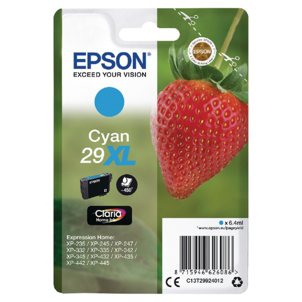 Epson 29XL Cyan Inkjet Cartridge C13T29924012