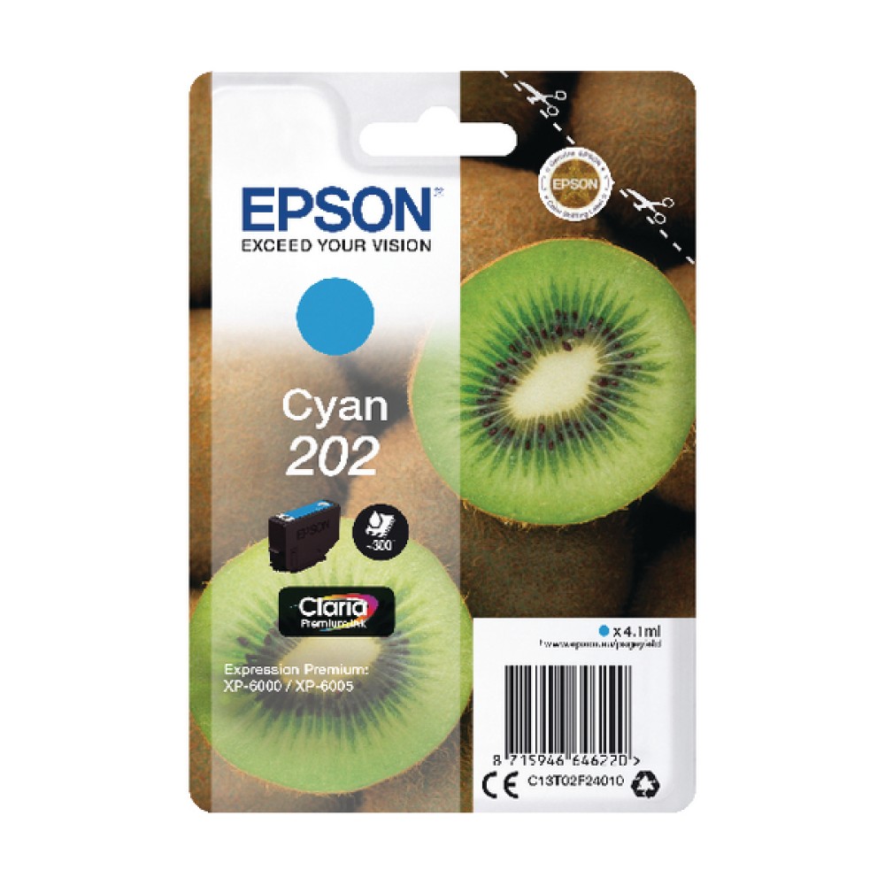 Epson 202 Cyan Inkjet Cartridge C13T02F24010