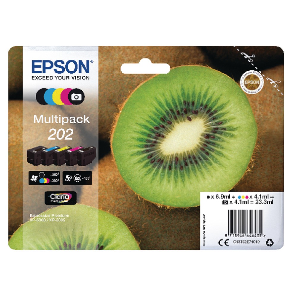 Epson 202 Inkjet Cartridge (5 Pack) C13T02E74010