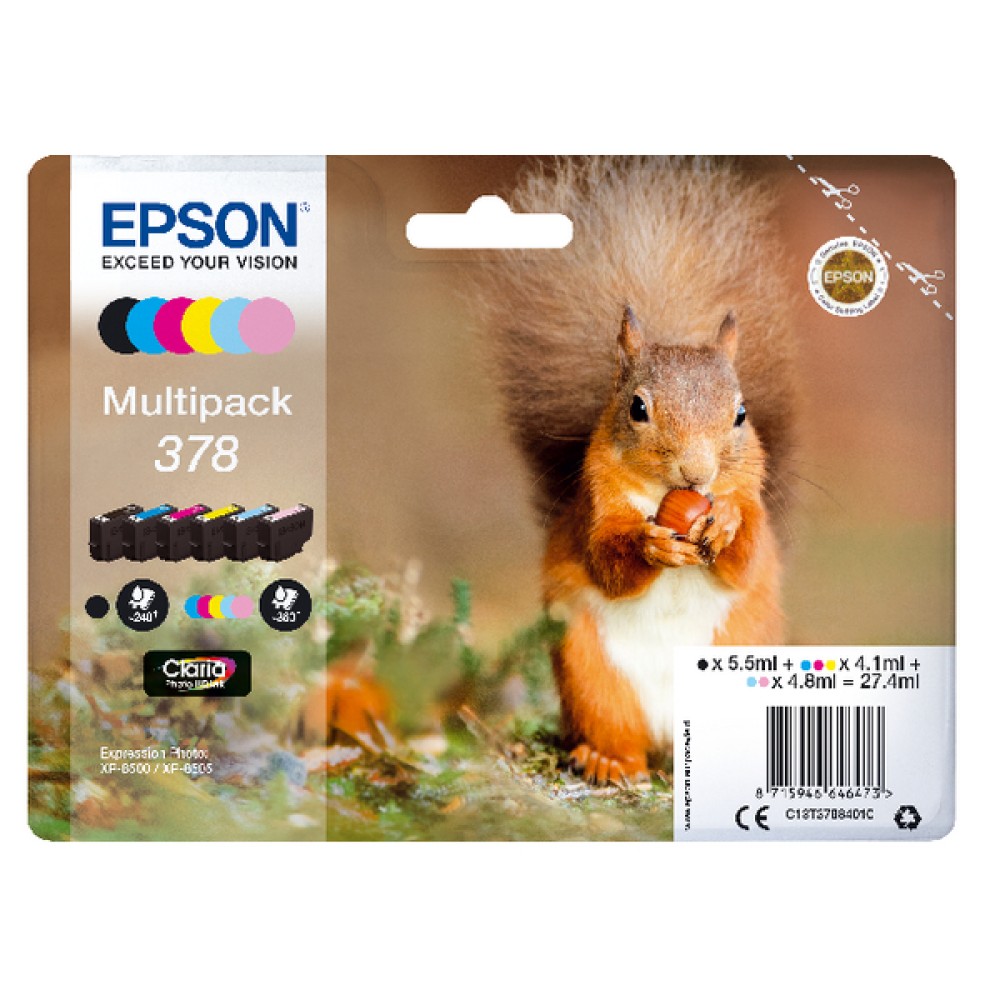 Epson 378 Photo HD Inkjet Cartridge (6 Pack) C13T37884010