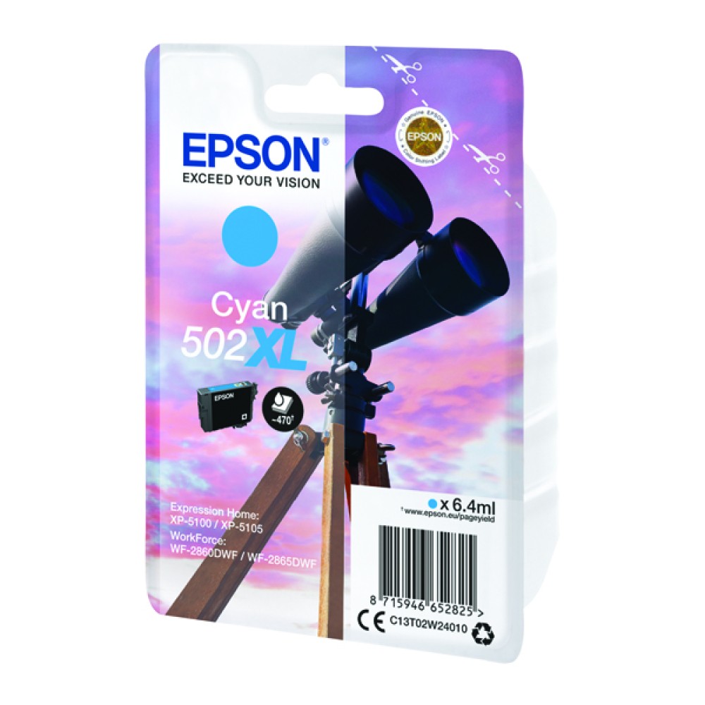Epson Singlepack 502XL Ink Cyan C13T02W24010