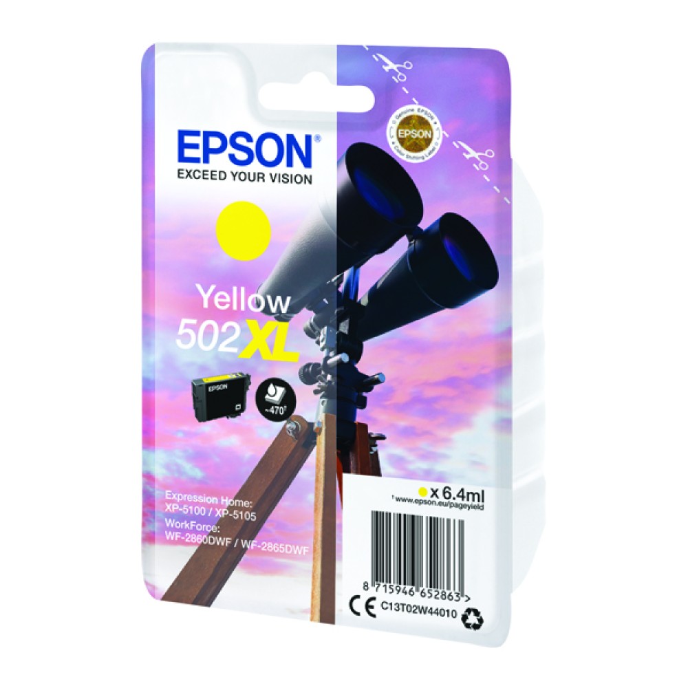 Epson Singlepack 502XL Ink Yellow C13T02W44010
