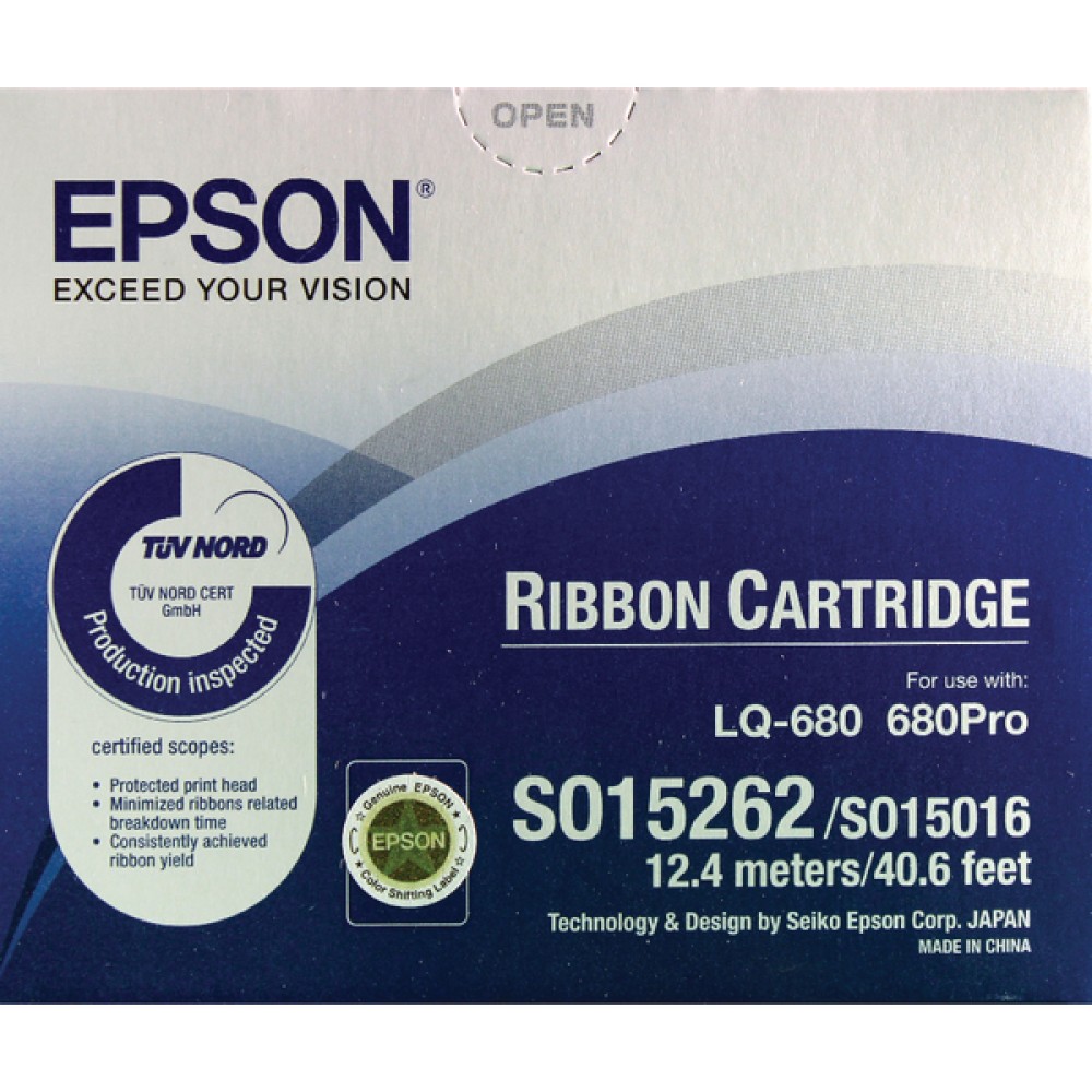 Epson Black Fabric Ribbon 7762 LQ-2500/ LQ-2550 S015016 / C13S015262