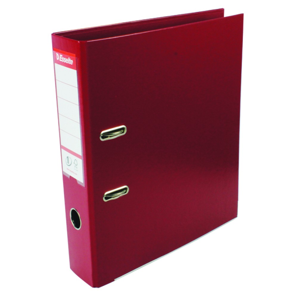 Esselte 75mm Lever Arch File Polypropylene A4 Burgundy (10 Pack) 48069