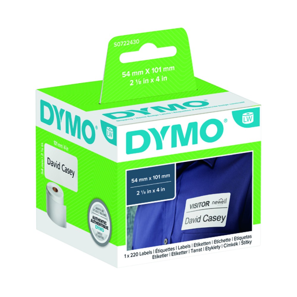 Dymo White Shipping and Name Badge Label 54x101mm (220 Pack) S0722430