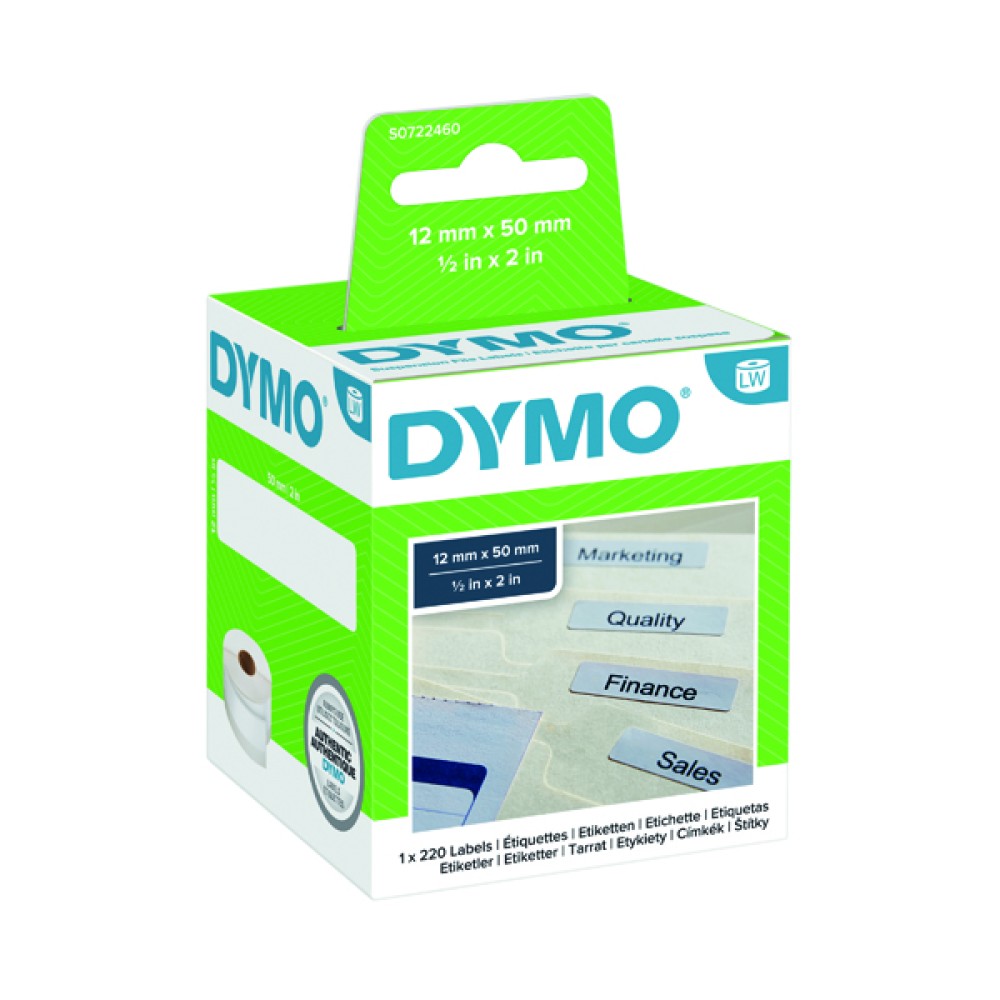 Dymo White Suspension File Label 50x12mm (220 Pack) S0722460