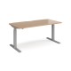 Elev8 Touch straight sit-stand desk 1600mm x 800mm - silver frame, beech top