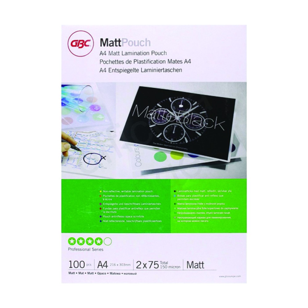 GBC Matt Laminating Pouches A4 150 Micron (100 Pack) 3747240
