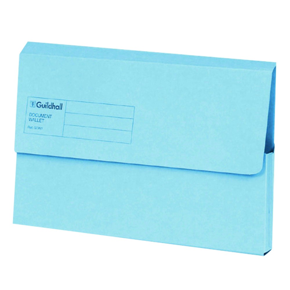 Exacompta Guildhall Document Wallet Foolscap Blue (50 Pack) GDW1-BLU