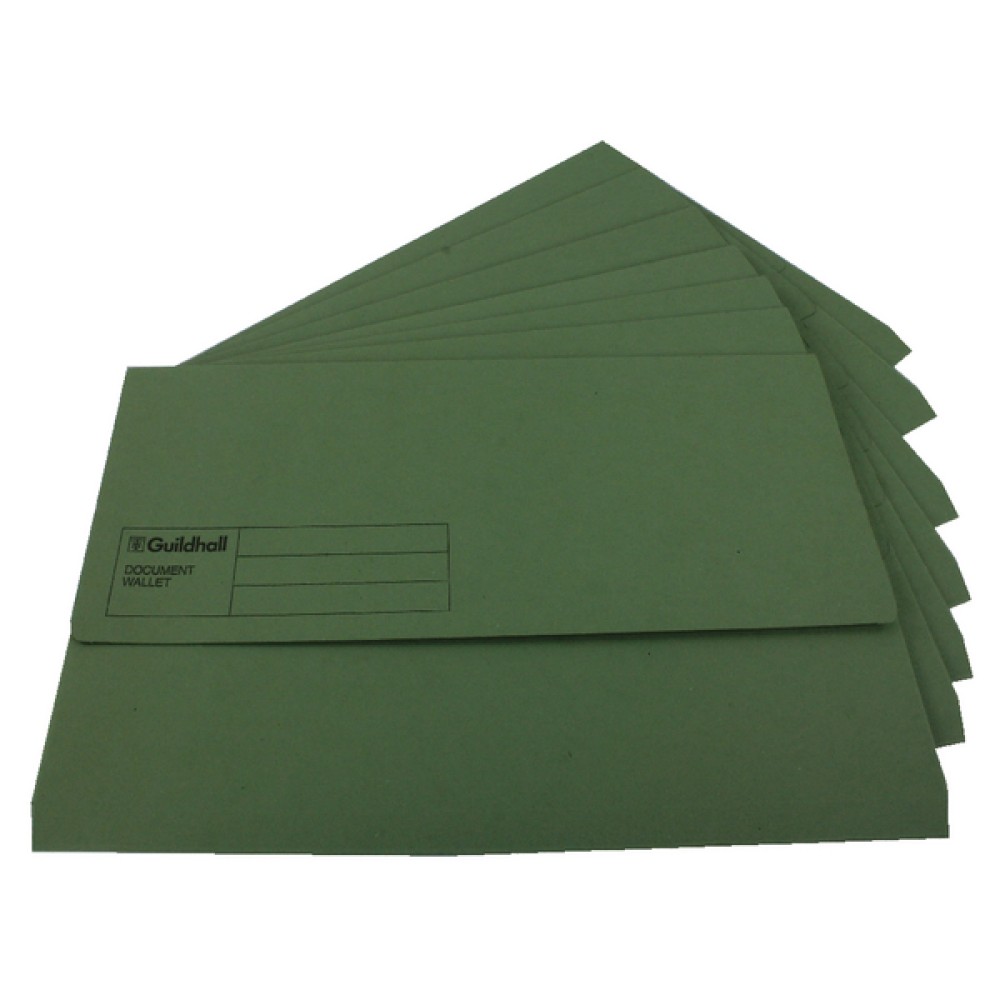 Exacompta Guildhall Document Wallet Foolscap Green (50 Pack) GDW1-GRN