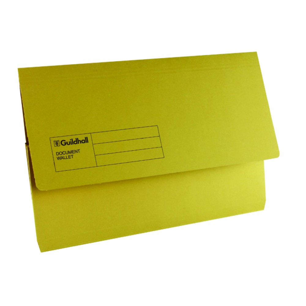 Exacompta Guildhall Document Wallet Foolscap Yellow (50 Pack) GDW1-YLW