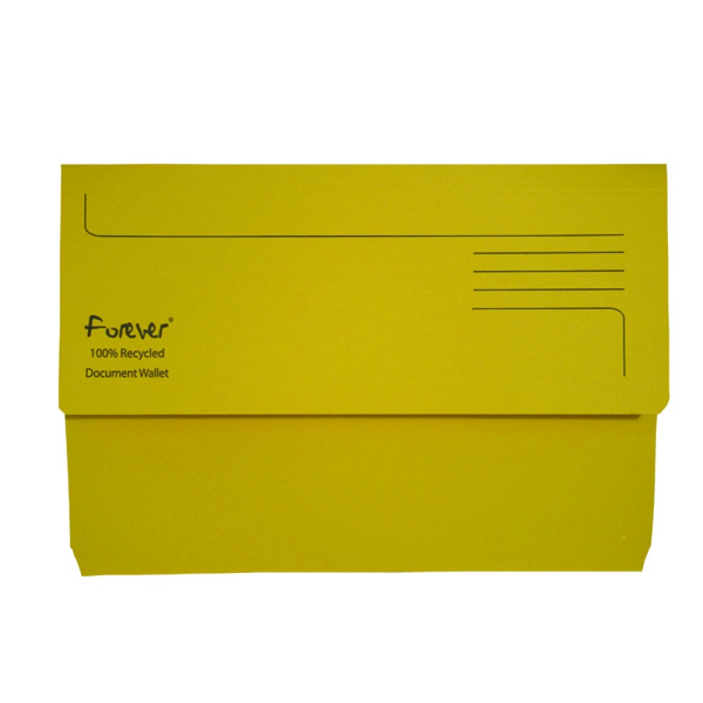 Exacompta Forever Document Wallet Manilla Foolscap Bright Yellow (25 Pack) 211/5003