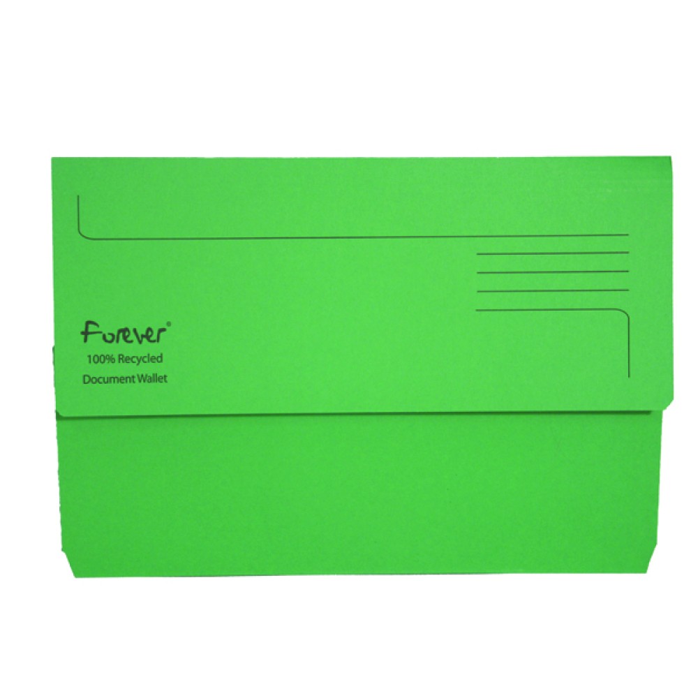 Exacompta Forever Document Wallet Manilla Foolscap Bright Green (25 Pack) 211/5004