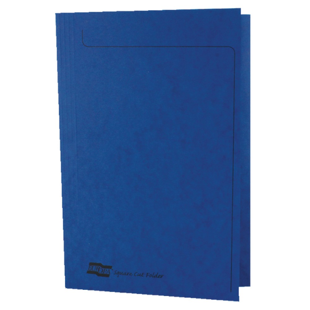 Europa Square Cut Folder 300 micron Foolscap Blue (50 Pack) 4825