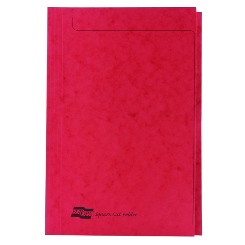 Europa Square Cut Folder 300 micron Foolscap Red (50 Pack) 4828