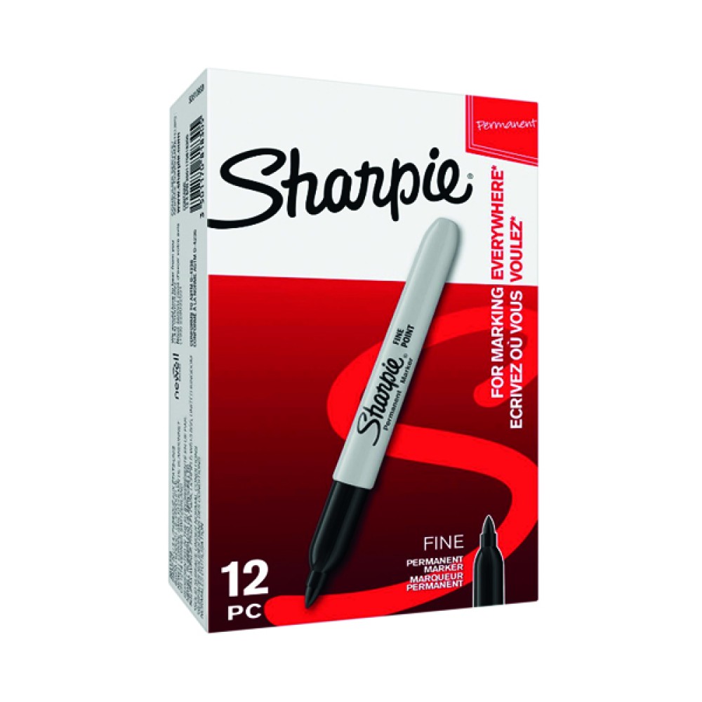 Sharpie Permanent Marker Fine Black (12 Pack) S0810930